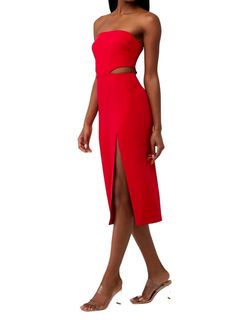 Style 1-530462519-149 Amanda Uprichard Red Size 12 Polyester Side Slit 1-530462519-149 Cocktail Dress on Queenly