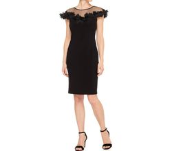 Style 1-55144308-425 Joseph Ribkoff Black Size 8 Sheer Free Shipping Silk Tall Height Cocktail Dress on Queenly