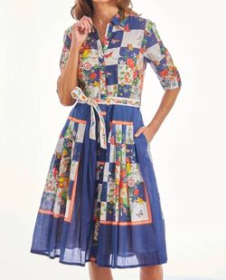 Style 1-577530443-149 Dizzy-Lizzie Blue Size 12 1-577530443-149 Sleeves Plus Size High Neck Print Cocktail Dress on Queenly