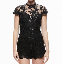 Style 1-619376103-649 alice + olivia Black Size 2 Sheer Lace Free Shipping Jumpsuit Dress on Queenly