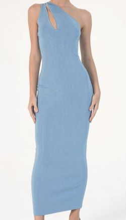 Style 1-667976138-70 RONNY KOBO Blue Size 0 Free Shipping Tall Height Polyester Straight Dress on Queenly