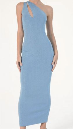Style 1-667976138-892 RONNY KOBO Blue Size 8 Polyester Straight Dress on Queenly
