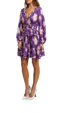 Style 1-777272032-3414 Ulla Johnson Purple Size 4 Mini V Neck Tall Height Cocktail Dress on Queenly