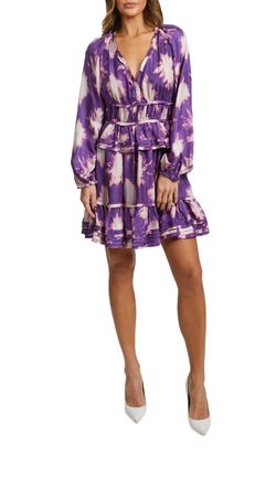 Style 1-777272032-3414 Ulla Johnson Purple Size 4 Mini V Neck Tall Height Cocktail Dress on Queenly