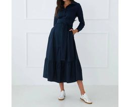 Style 1-94269009-1691 MONICA NERA Blue Size 16 Free Shipping Belt Long Sleeve Pockets Cocktail Dress on Queenly