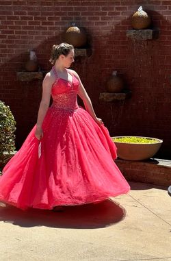 MoriLee Pink Size 12 Sequined Mori Lee Plus Size Ball gown on Queenly