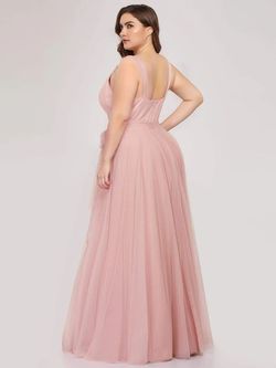 Style EP07303BH20 Ever Pretty Pink Size 20 Plunge A-line Dress on Queenly