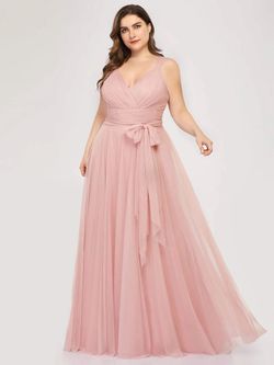 Style EP07303BH20 Ever Pretty Pink Size 20 Floor Length Plus Size A-line Dress on Queenly