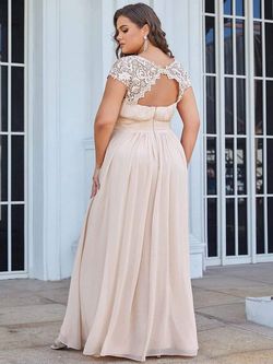 Style EP09996BH16 Ever Pretty Pink Size 20 Plus Size Ep09996bh16 Bridesmaid High Neck A-line Dress on Queenly