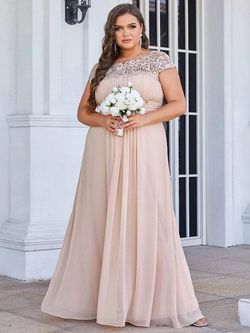 Style EP09996BH16 Ever Pretty Pink Size 20 Bridesmaid Tulle High Neck Floor Length A-line Dress on Queenly