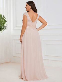Style EP00646BH06 Ever Pretty Pink Size 20 Floral Bridgerton Bridesmaid A-line Dress on Queenly