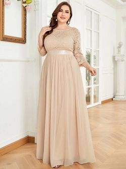 Style EP07412BH04 Ever Pretty Pink Size 22 Plus Size Floor Length A-line Dress on Queenly