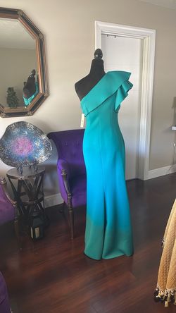 Eliza J Blue Size 6 Jersey One Shoulder 70 Off Turquoise Tall Height Mermaid Dress on Queenly