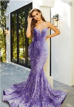 Style 21208 Portia and Scarlett Purple Size 8 Prom Floor Length 21208 Mermaid Dress on Queenly