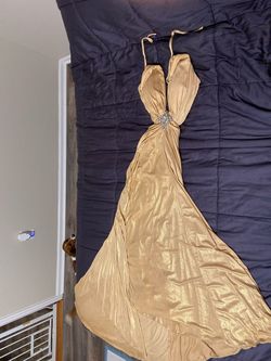 Luxgal Gold Size 4 Free Shipping Floor Length Ball gown on Queenly