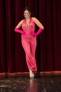 Shein Pink Size 8 Floor Length Jersey Halter Jumpsuit Dress on Queenly