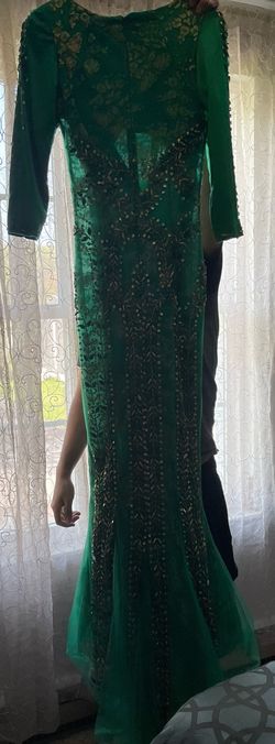 MNM couture Green Size 4 Floor Length Jersey Mermaid Dress on Queenly
