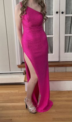 Sherri Hill Pink Size 4 Summer Barbiecore Black Tie Jewelled Side slit Dress on Queenly