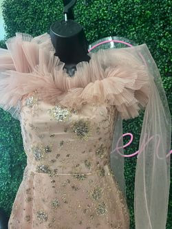 Style CDJ818 Cinderella Divine Pink Size 4 Military Mermaid Dress on Queenly