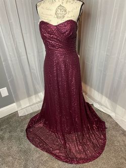 MoriLee Red Size 14 70 Off Sequined Plus Size Strapless Straight Dress on Queenly