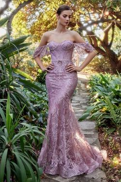 Style A1105 Cinderella Divine Purple Size 4 Military Floor Length Mermaid Dress on Queenly