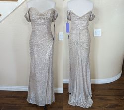 Style Silver Champagne Sequin Off the Shoulder Formal Dress Silver Size 6 Side slit Dress on Queenly