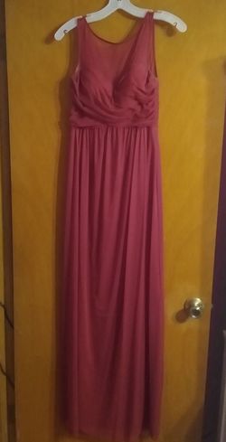 David's Bridal Red Size 4 Bridesmaid Floor Length A-line Dress on Queenly