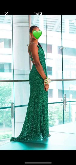 Primavera Green Size 00 Plunge Prom Floor Length Mermaid Dress on Queenly