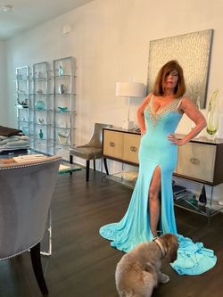 Panoply Blue Size 4 Plunge Side slit Dress on Queenly