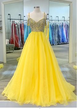 Style 1991 Ashley Lauren Yellow Size 4 Prom 50 Off Pageant Jersey Ball gown on Queenly