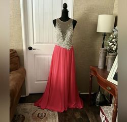Terani Couture Orange Size 8 Prom Floor Length Straight Dress on Queenly