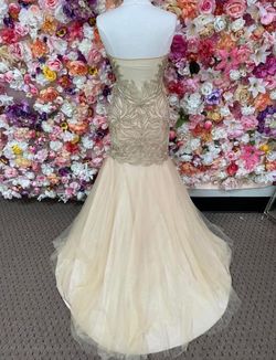Blush Prom Gold Size 6 Prom Jersey 50 Off Strapless Mermaid Dress on Queenly