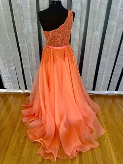 Sherri Hill Orange Size 12 Floor Length One Shoulder Jersey Ball gown on Queenly