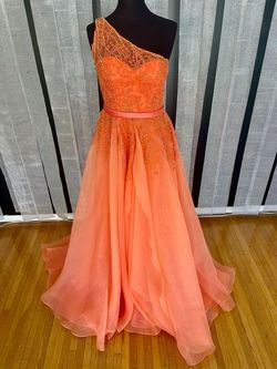Sherri Hill Orange Size 12 Floor Length Jersey Plus Size Ball gown on Queenly