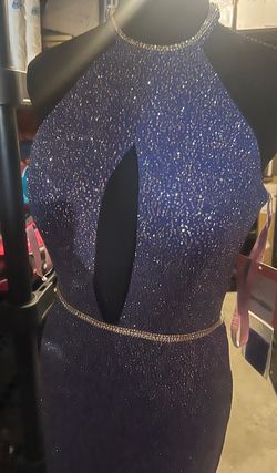 Blush Prom Blue Size 8 Floor Length Jersey Blush Side slit Dress on Queenly