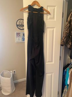 Mac Duggal Black Size 4 Floor Length Jersey Jumpsuit Dress on Queenly