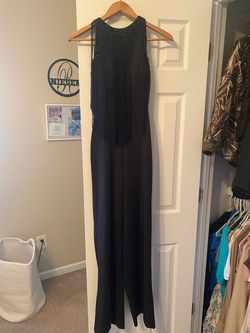Mac Duggal Black Size 4 Medium Height Jersey High Neck Jumpsuit Dress on Queenly
