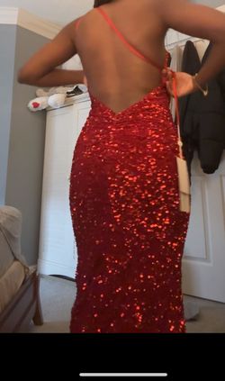 Portia and Scarlett Red Size 0 Jersey One Shoulder Prom Mermaid Dress on Queenly