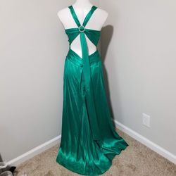 Style Vintage Dave and Johnny Green Size 8 Satin Emerald Belt Mermaid Dress on Queenly