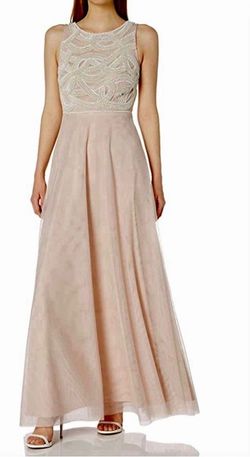 Style AP1E207043 Adrianna Papell White Size 4 Prom Floor Length Wedding Guest Engagement Straight Dress on Queenly