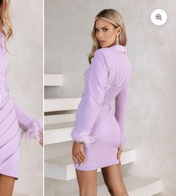 Lavish Alice Purple Size 2 Feather Pageant Long Sleeve Mini Cocktail Dress on Queenly