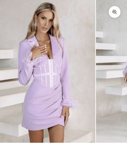 Lavish Alice Purple Size 2 Sleeves Long Sleeve Mini Cocktail Dress on Queenly