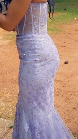 Cinderella Divine Purple Size 2 Military Floor Length Short Height Mermaid Dress on Queenly