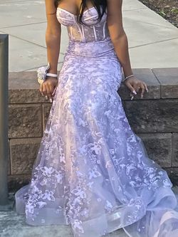Cinderella Divine Purple Size 2 Pageant Floor Length Jersey Mermaid Dress on Queenly