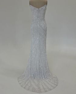 Style 11236 Ashley Lauren White Size 8 Strapless Floor Length Side slit Dress on Queenly