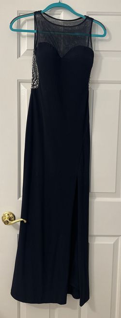 Betsy and Adam Blue Size 2 Short Height Jersey Side slit Dress on Queenly