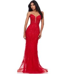 Style 11483 Ashley Lauren Red Size 6 Floor Length Straight Dress on Queenly
