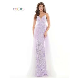 Colors Purple Size 18 Prom Plunge Plus Size Floor Length Train Dress on Queenly