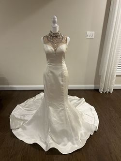 Sherri Hill White Size 4 Military Backless Mermaid Dress on Queenly
