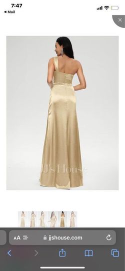 jjshouse Gold Size 10 Floor Length Side slit Dress on Queenly